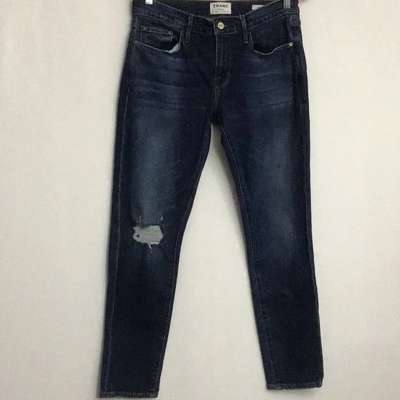 Frame Le Garçon Distressed Boyfriend Jean Watson Wash Size 28 EUC